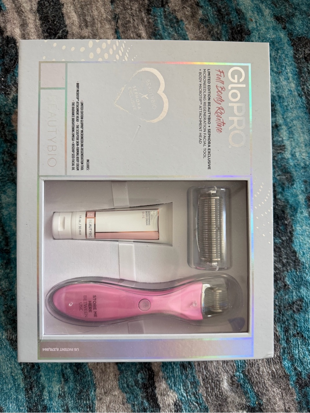 GloPRO Pink Microneedling Facial Tool Kit with lip and eye attachments